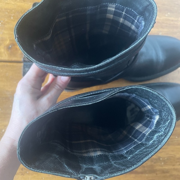 Aquatalia Women's Black Leather Buckles Combat Biker Moto Boots Italy Size 10 - Picture 6 of 8